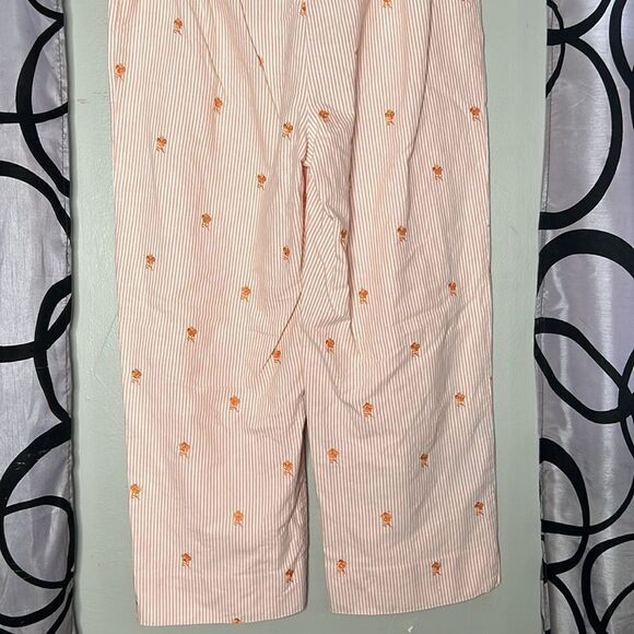 Evan Picone Women's Orange and White Trousers w/ Embroidered Flowers - Picture 6 of 9